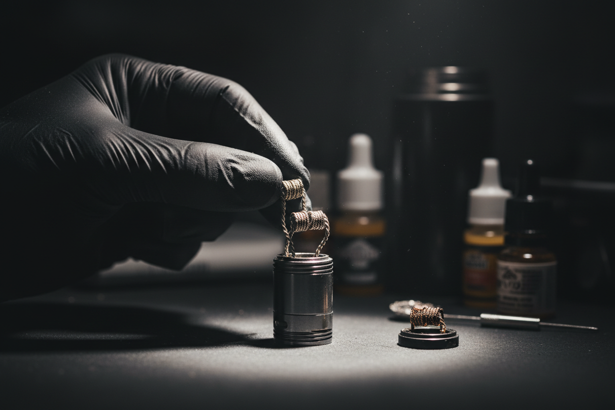 illustration montrant le nettoyage d’une résistance de cigarette électronique, guide pour bien entretenir sa résistance de vape