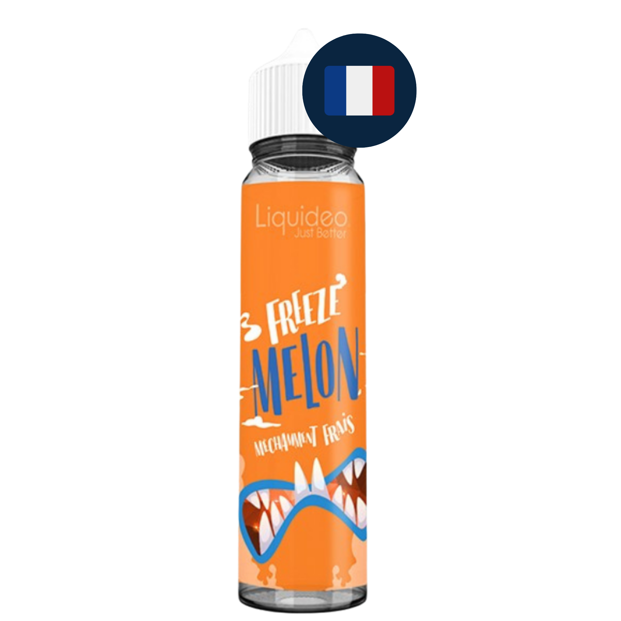 Flacon Freeze Melon Liquideo 50 ml avec mention Made in France, saveur melon glacé.