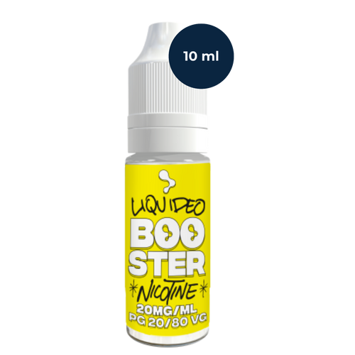 Flacon Booster Liquideo 20/80 20 mg/ml en mise en scène neutre pour DIY.