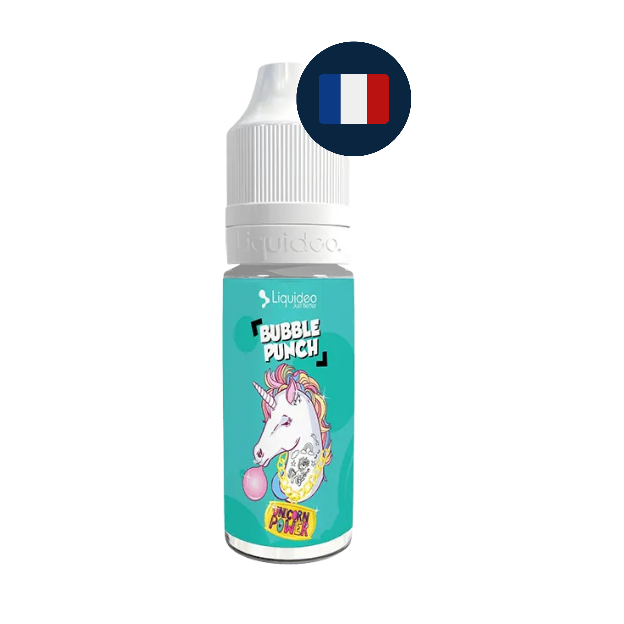 Flacon Bubble Punch Liquideo Tentation 10ml fabriqué en France, drapeau français