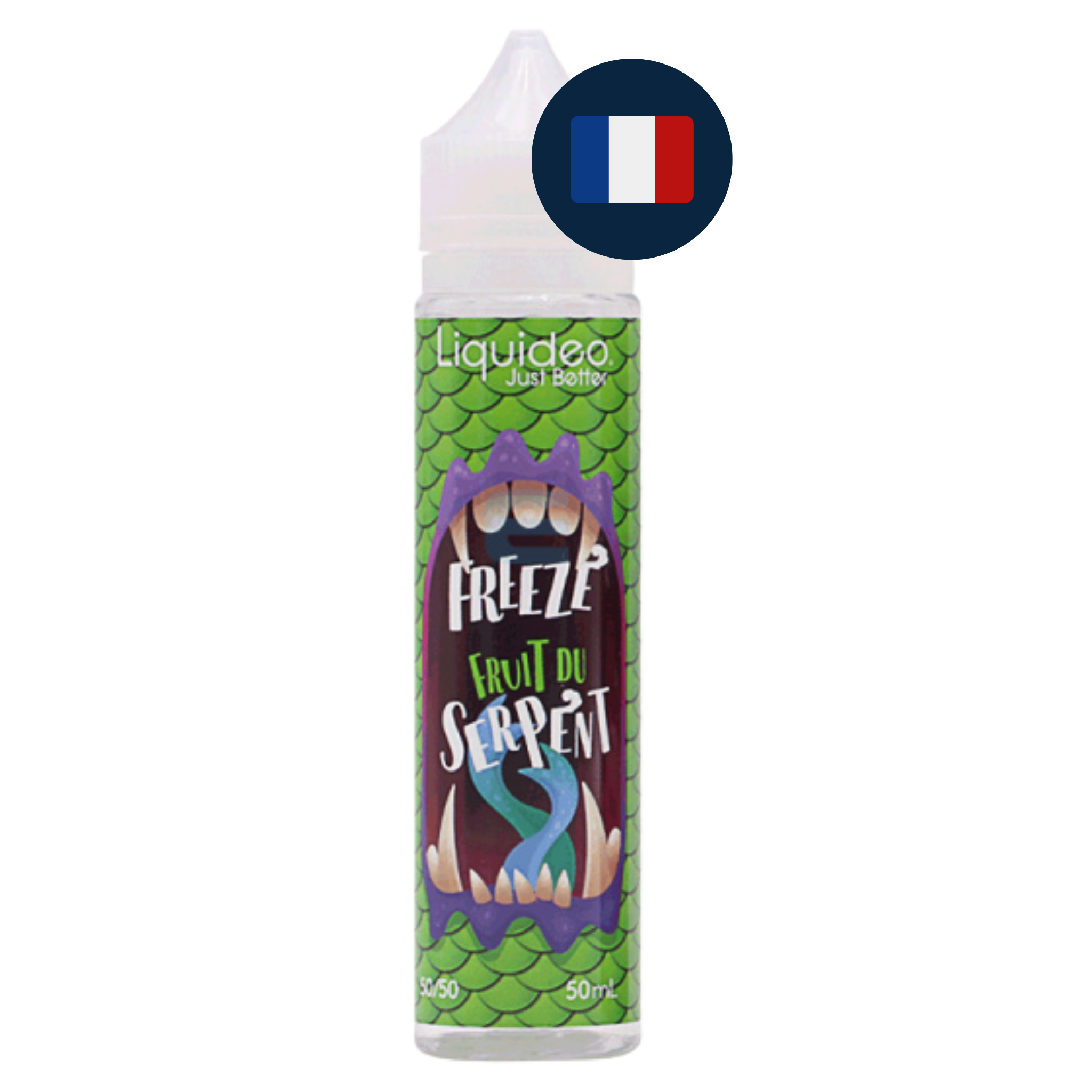 Flacon Freeze Fruit du Serpent Liquideo 50ml fabriqué en France, drapeau français