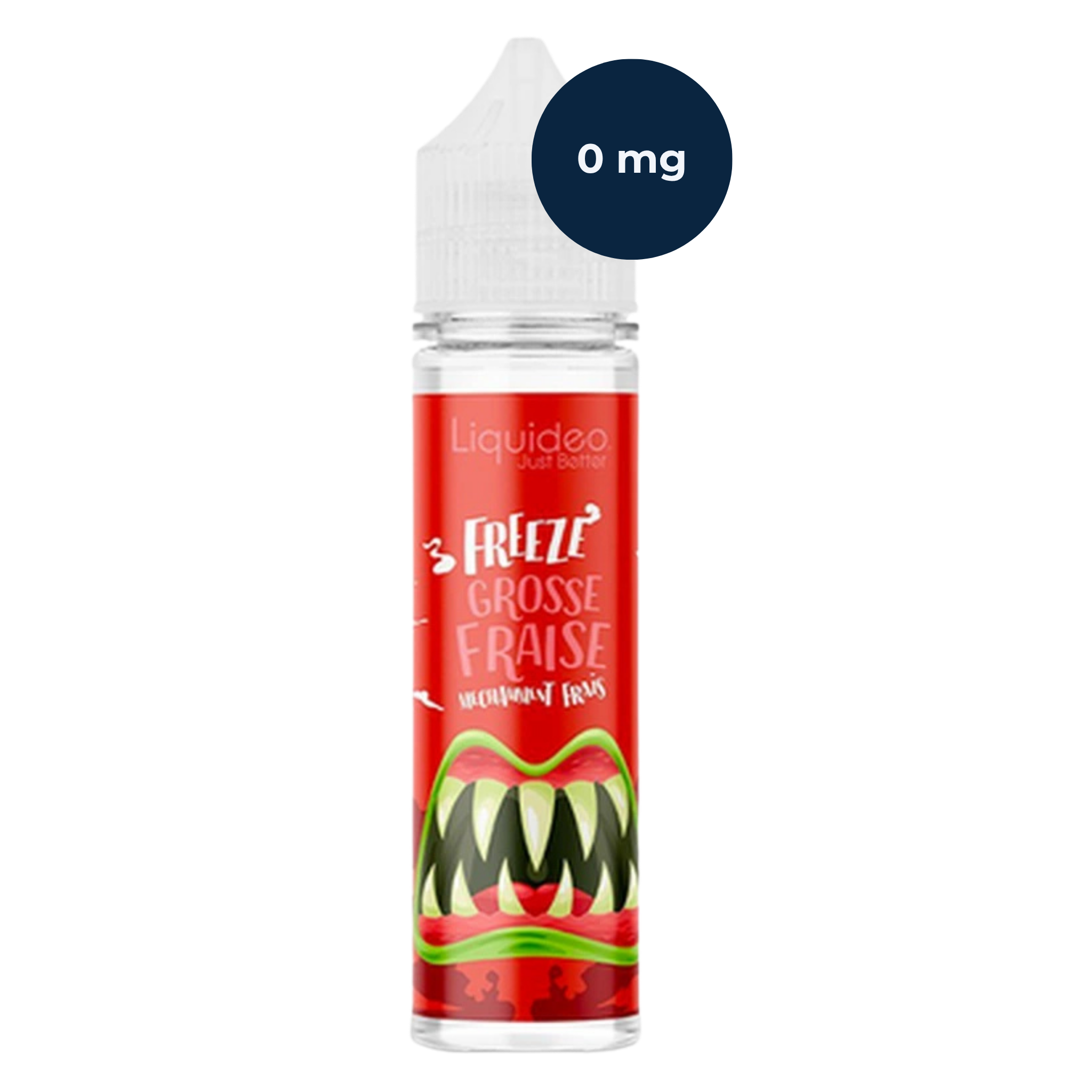 E-liquide Grosse Fraise 50ml Liquideo Freeze, flacon 0mg saveur fraise sucrée