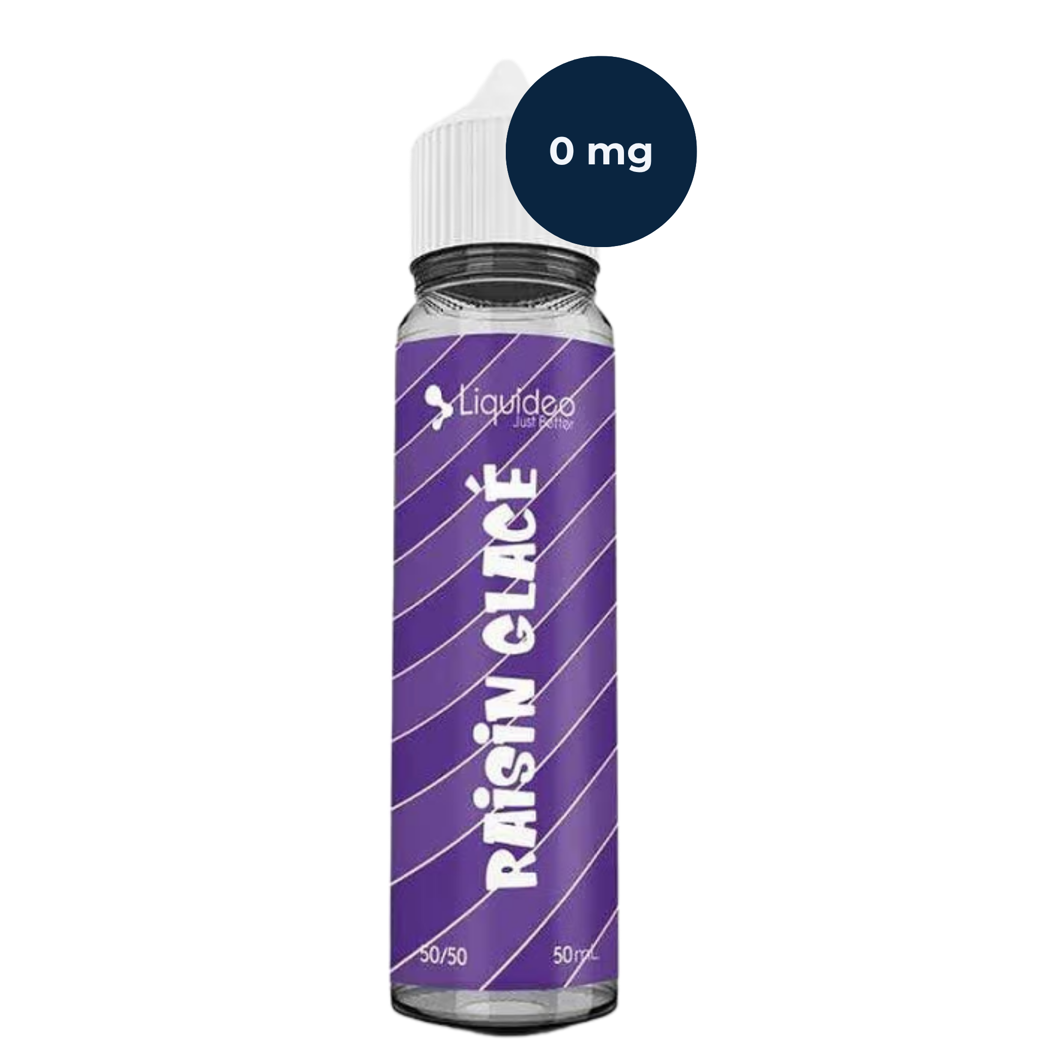 Flacon Raisin Glacé Liquideo en version 0 mg, saveur raisin noir glacé sur fond lumineux chez MegaVape, e-liquide pas cher