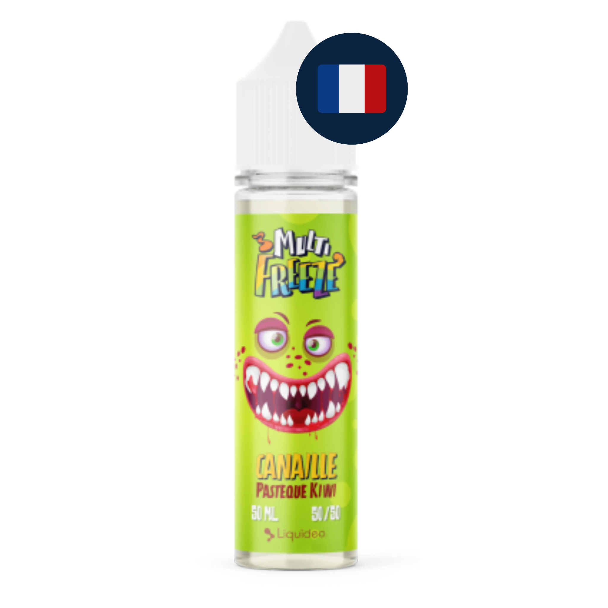 Flacon Liquideo Canaille Pastèque Kiwi 50 ml avec drapeau francais