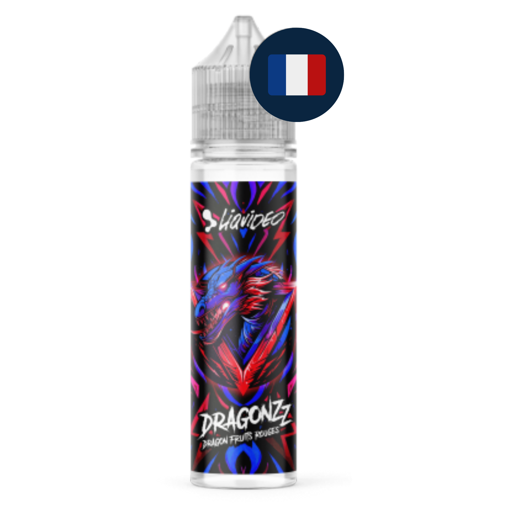 E‑liquide Dragonzz Fruits Rouges 50 ml présenté en version française avec drapeau français.