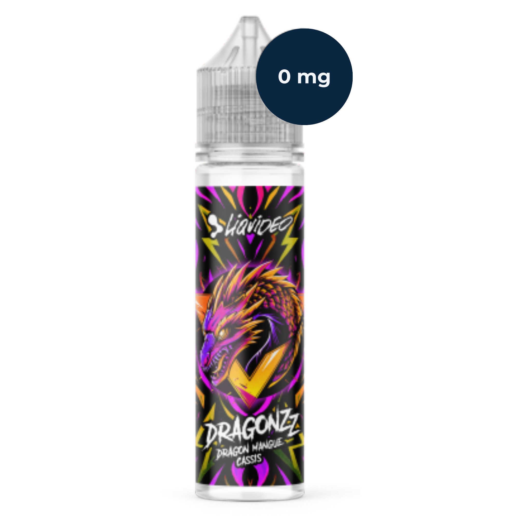 E‑liquide Liquideo Dragonzz Mangue Cassis 50 ml, saveur mangue cassis.