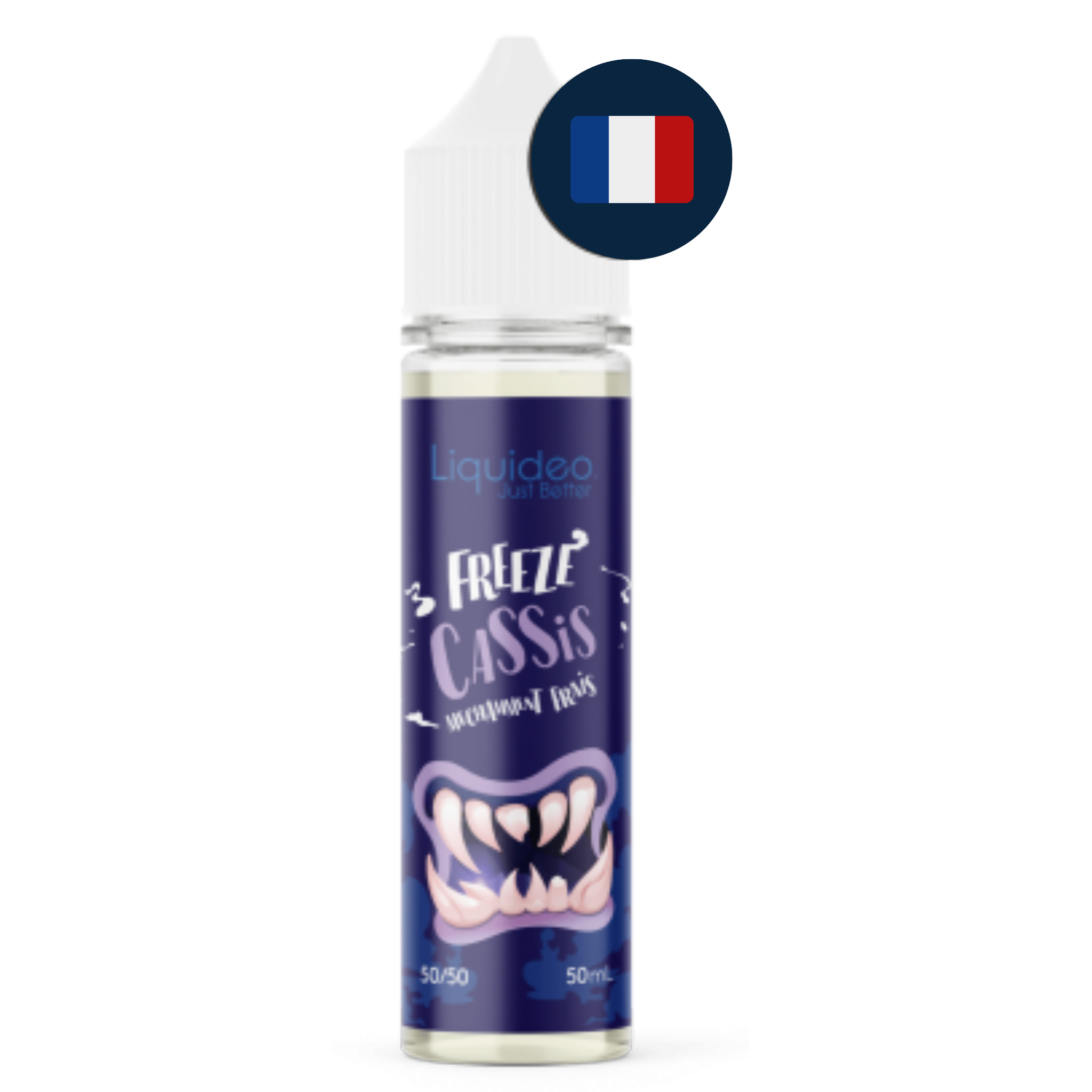 Flacon Liquideo Freeze Cassis 50 ml avec drapeau francais