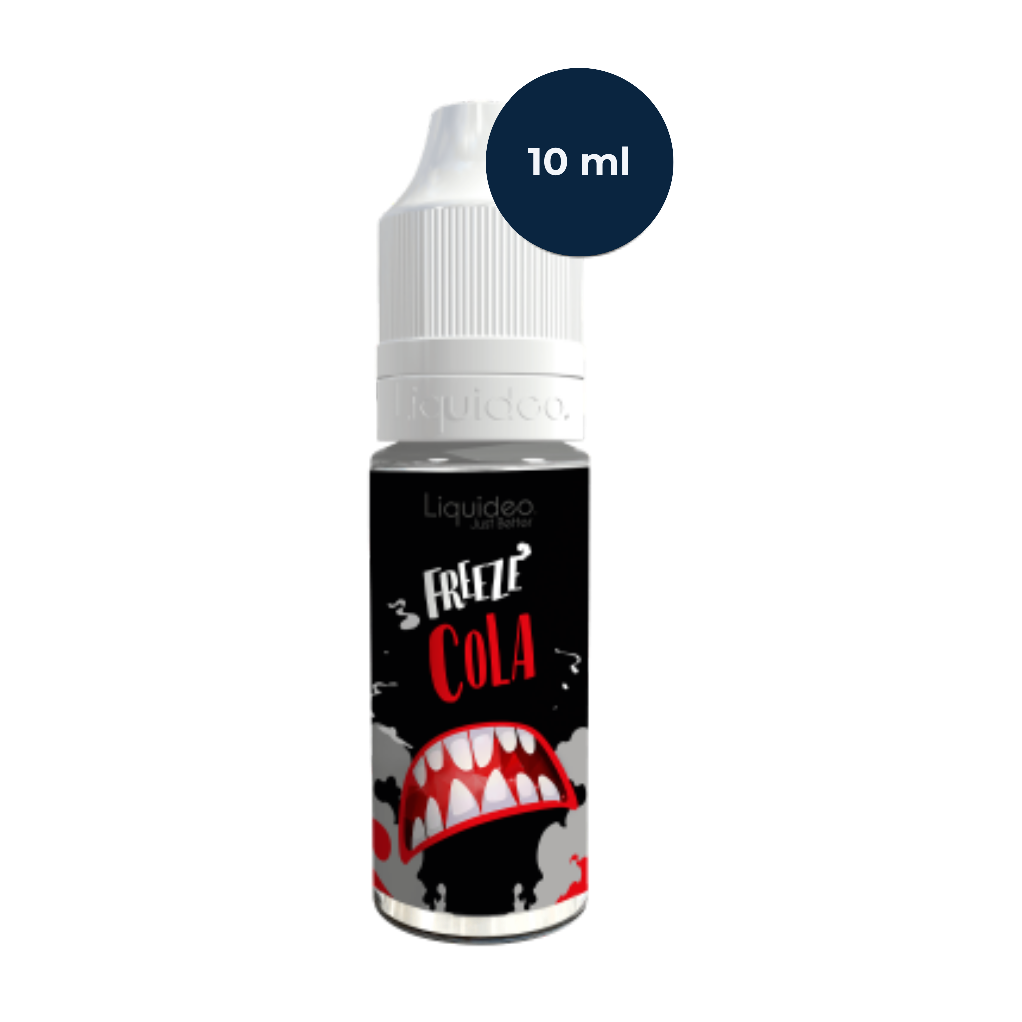 Flacon Liquideo Freeze Cola 10 ml en mise en scène soda glacé et rafraîchissant.