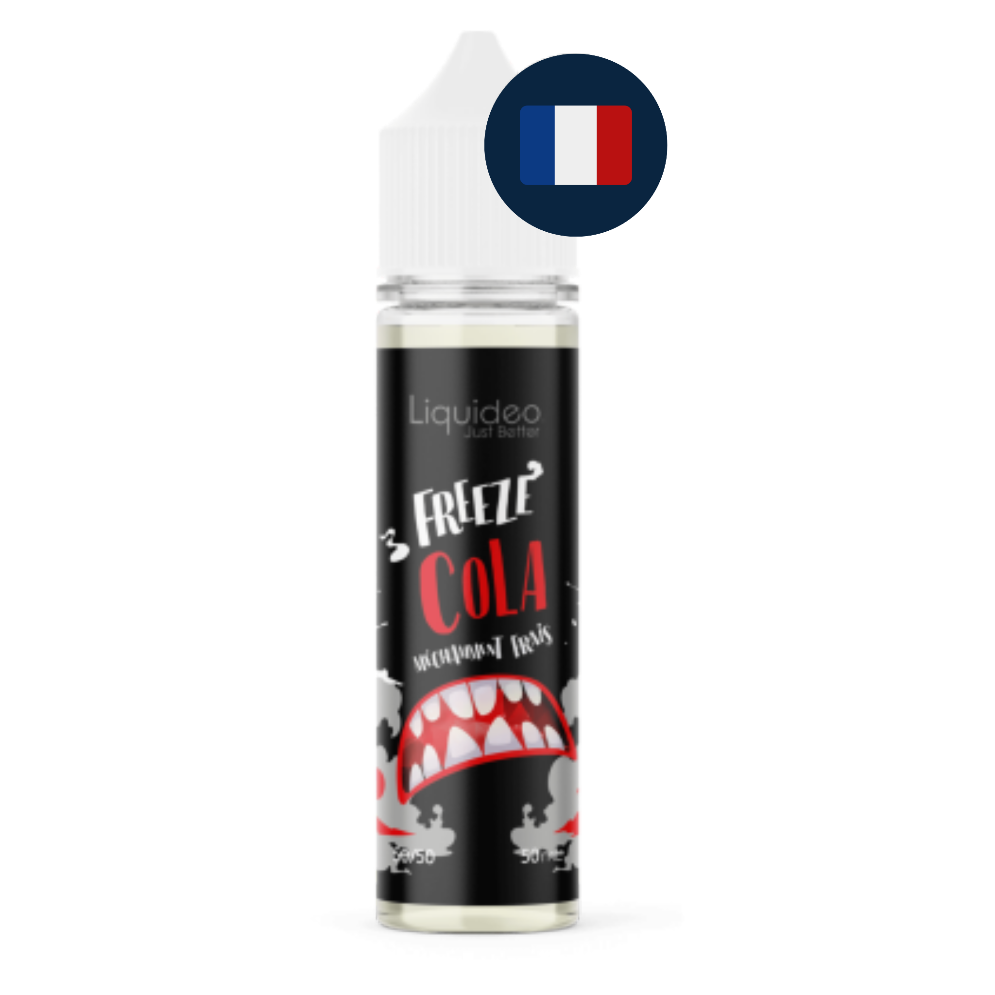 E‑liquide Freeze Cola 50 ml présenté en version française avec drapeau français.