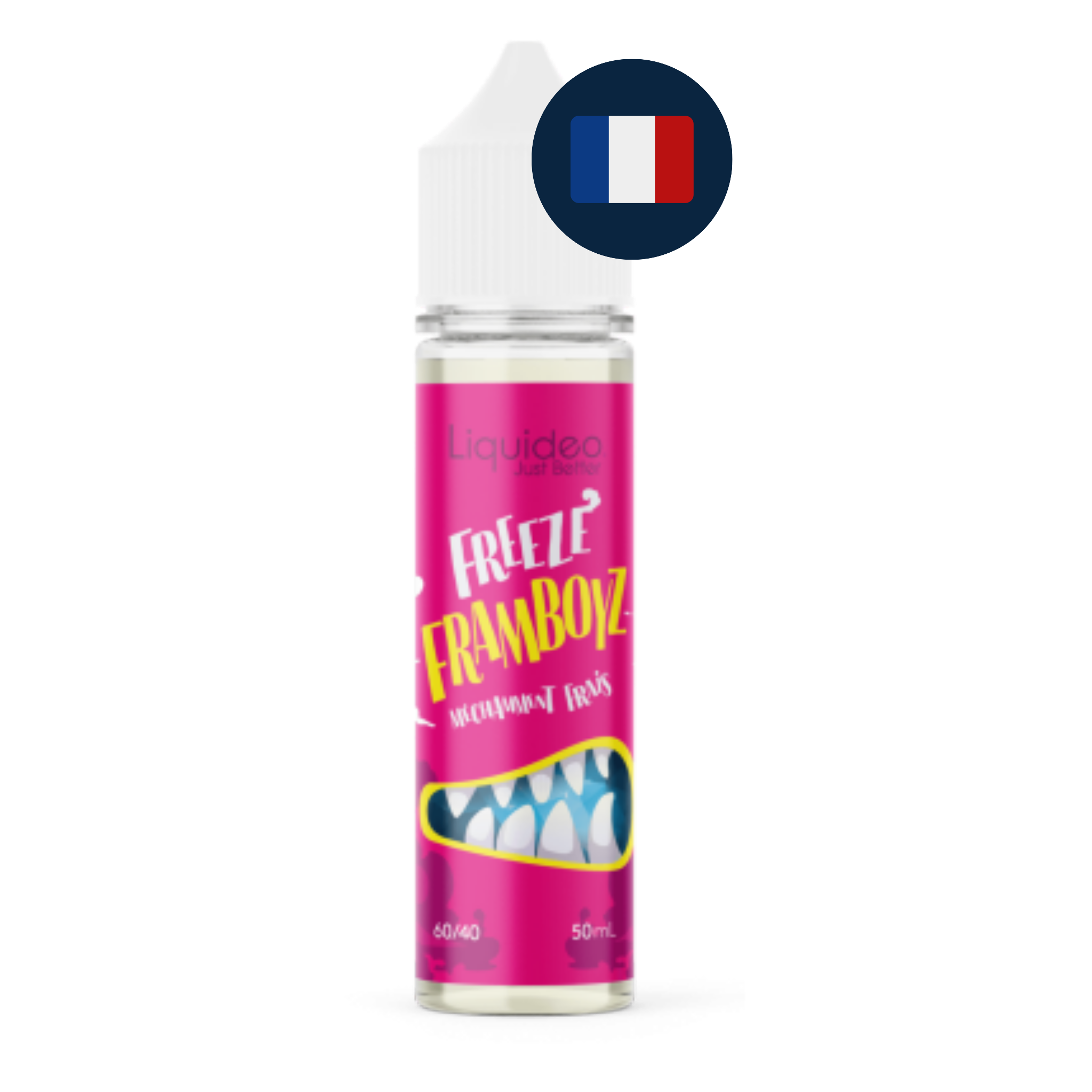 E‑liquide Freeze Framboyz 50 ml présenté en version française avec drapeau français.