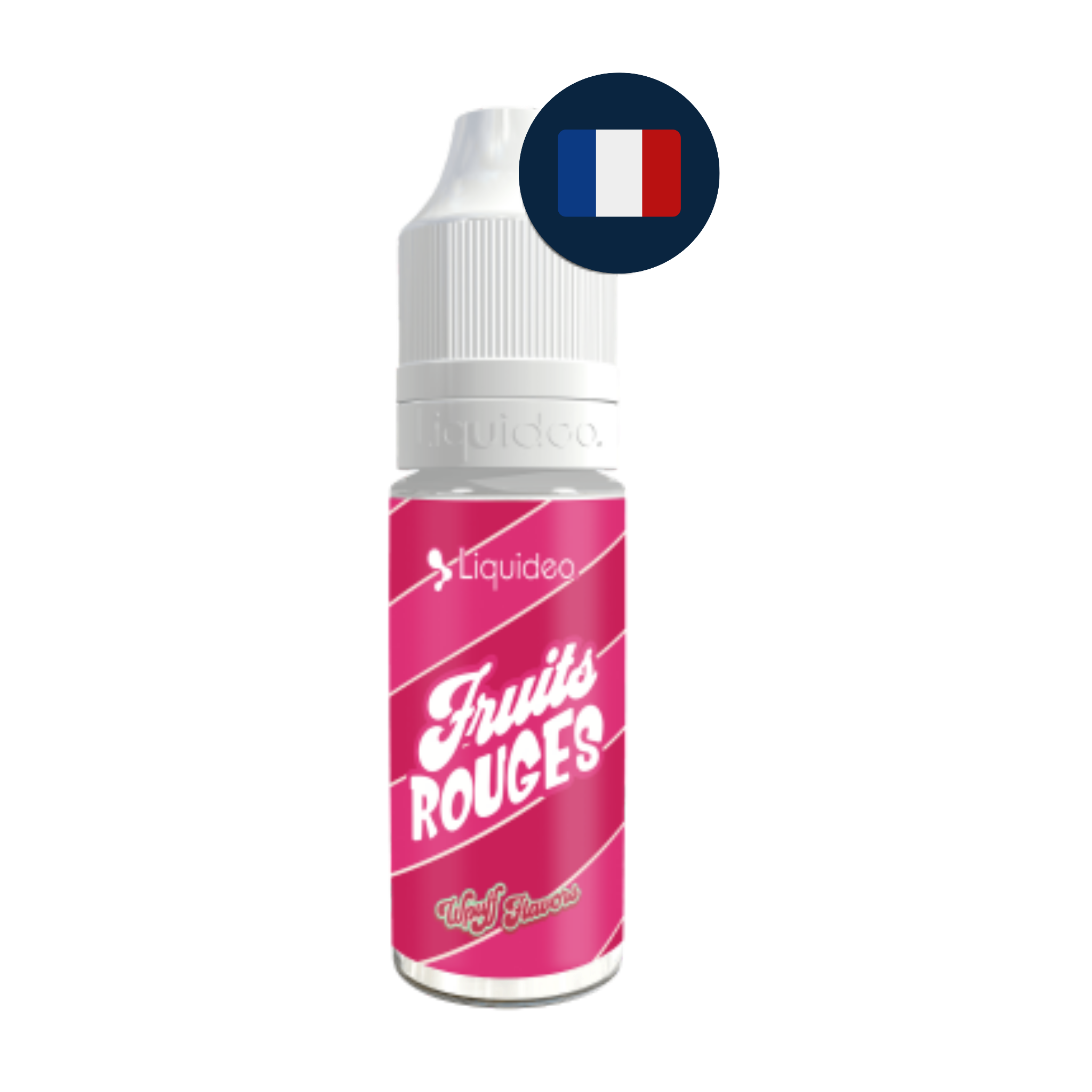 Flacon Liquideo Fruits Rouges 10 ml en mise en scène fruitée et parfumée.