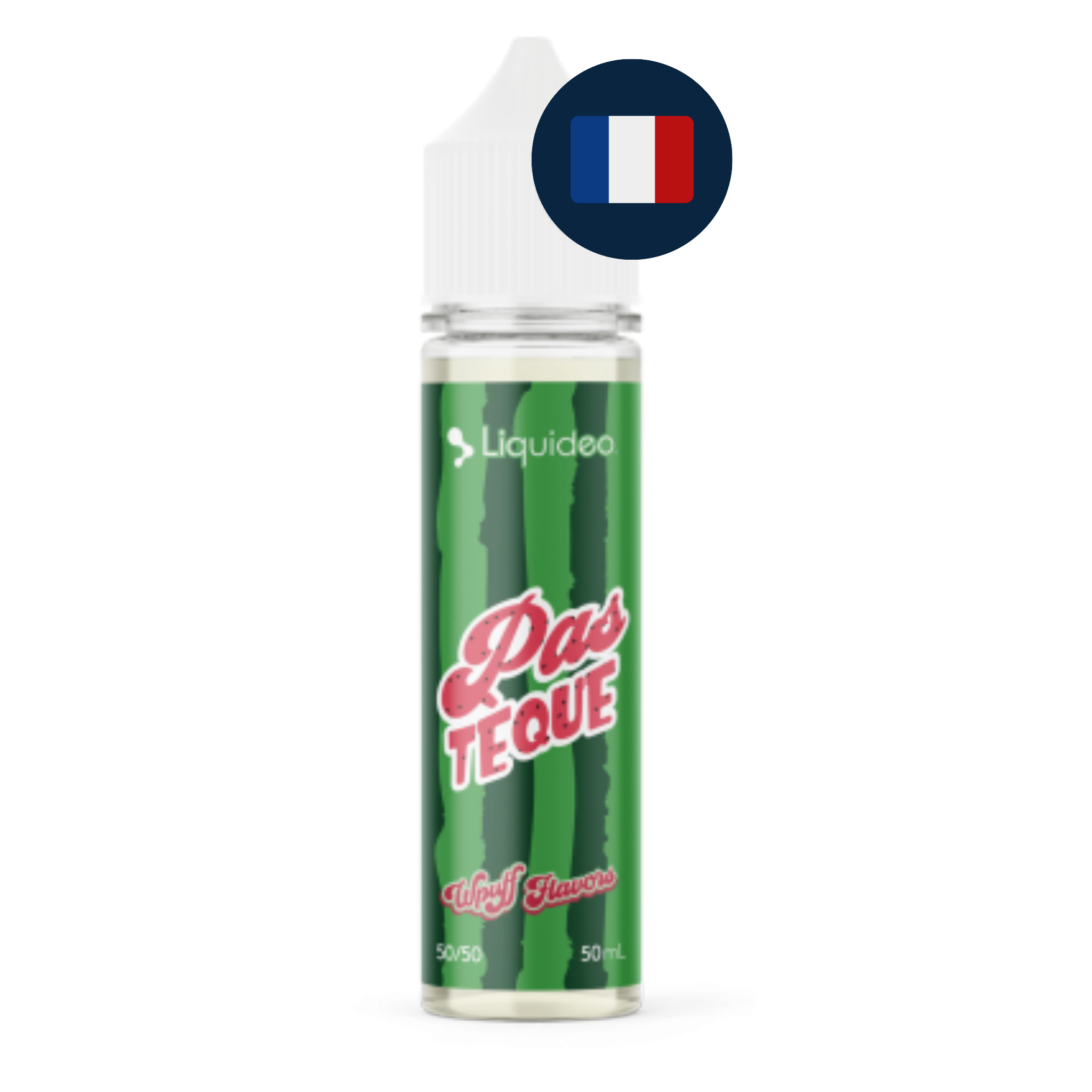 E‑liquide Pastèque 50 ml présenté en version française avec drapeau français.