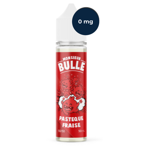 E‑liquide Monsieur Bulle Pastèque Fraise Lemonade 50 ml, saveur fruitée pétillante.