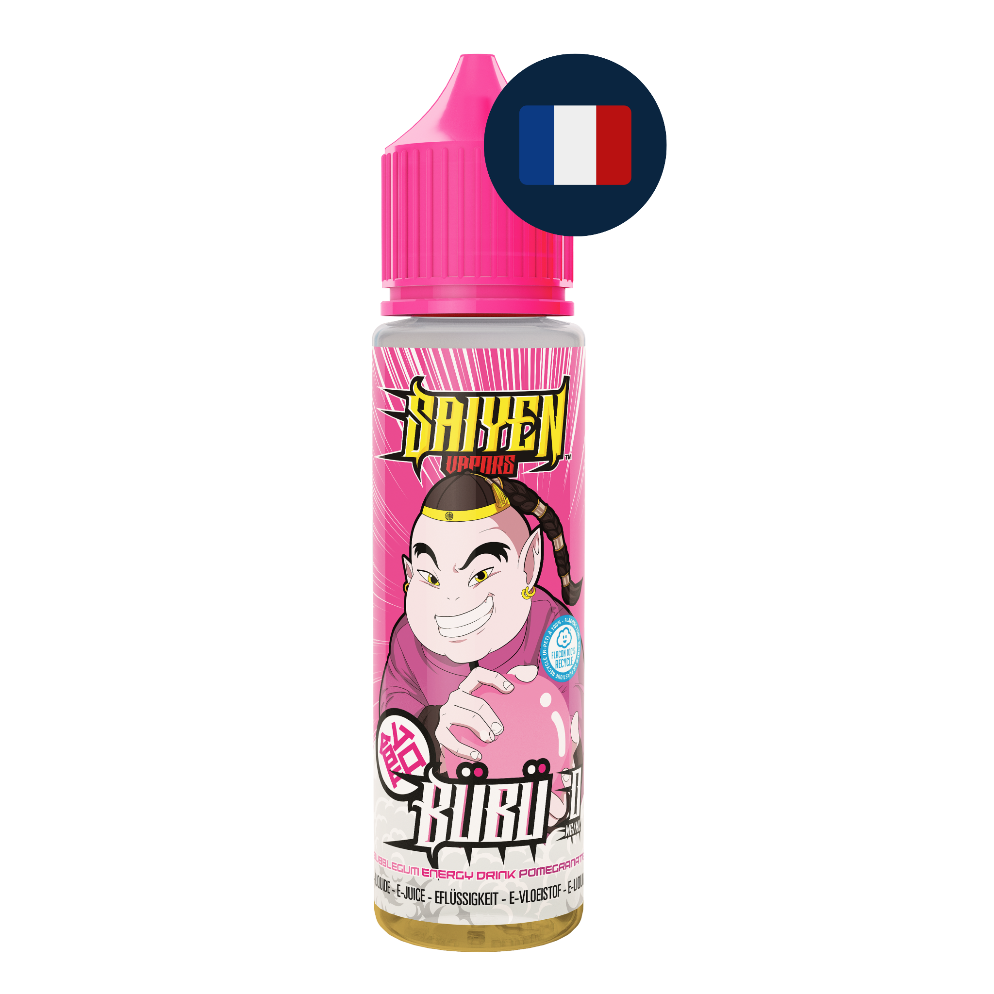 Flacon Bubu 50 ml Saiyen Vapors avec drapeau francais