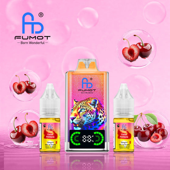 Puff Fumot Leopard 40K saveur cerise pétillante, modèle rechargeable ultra‑longue durée.