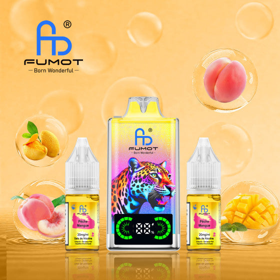 Puff Fumot Leopard 40K saveur pêche mangue, modèle rechargeable ultra‑longue durée.