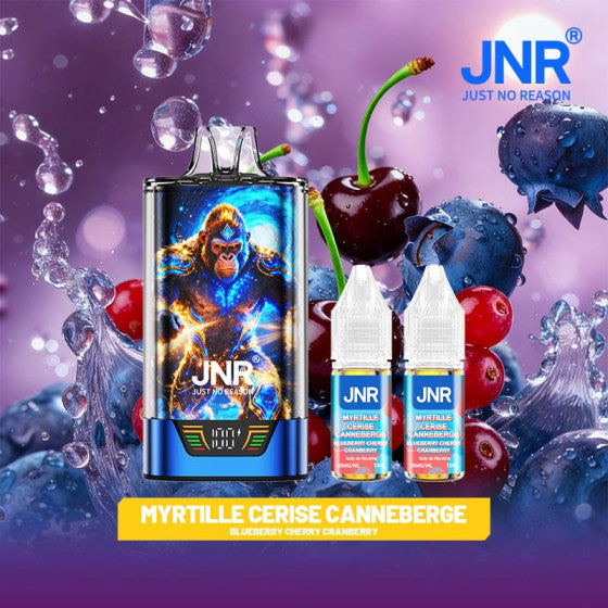 Puff Gorilla X JNR 43K saveur myrtille cerise cranberry, modèle rechargeable ultra‑longue durée.