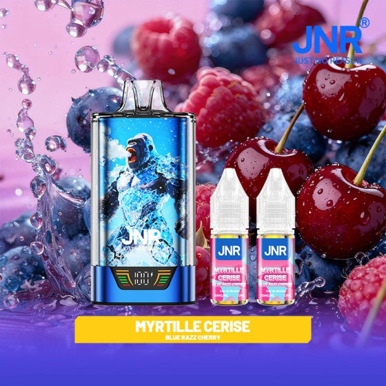 Puff Gorilla X JNR 43K saveur myrtille cerise, modèle rechargeable ultra‑longue durée.