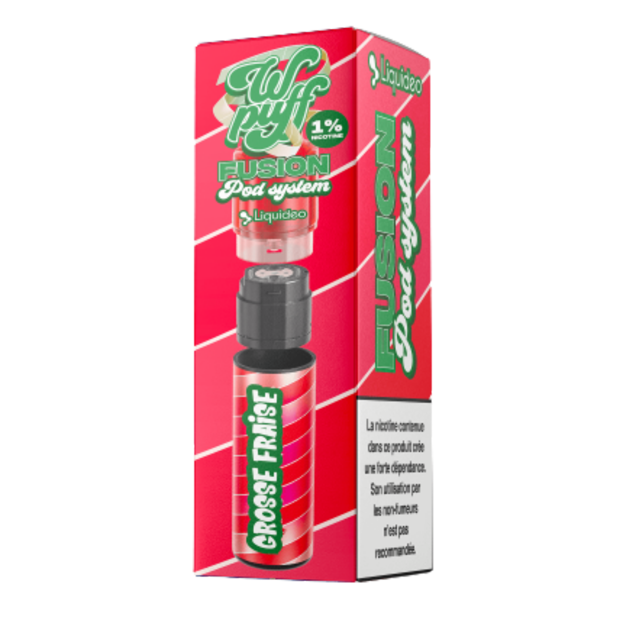 Puff Wpuff Fusion 15K Grosse Fraise Liquideo, dispositif rechargeable longue autonomie.