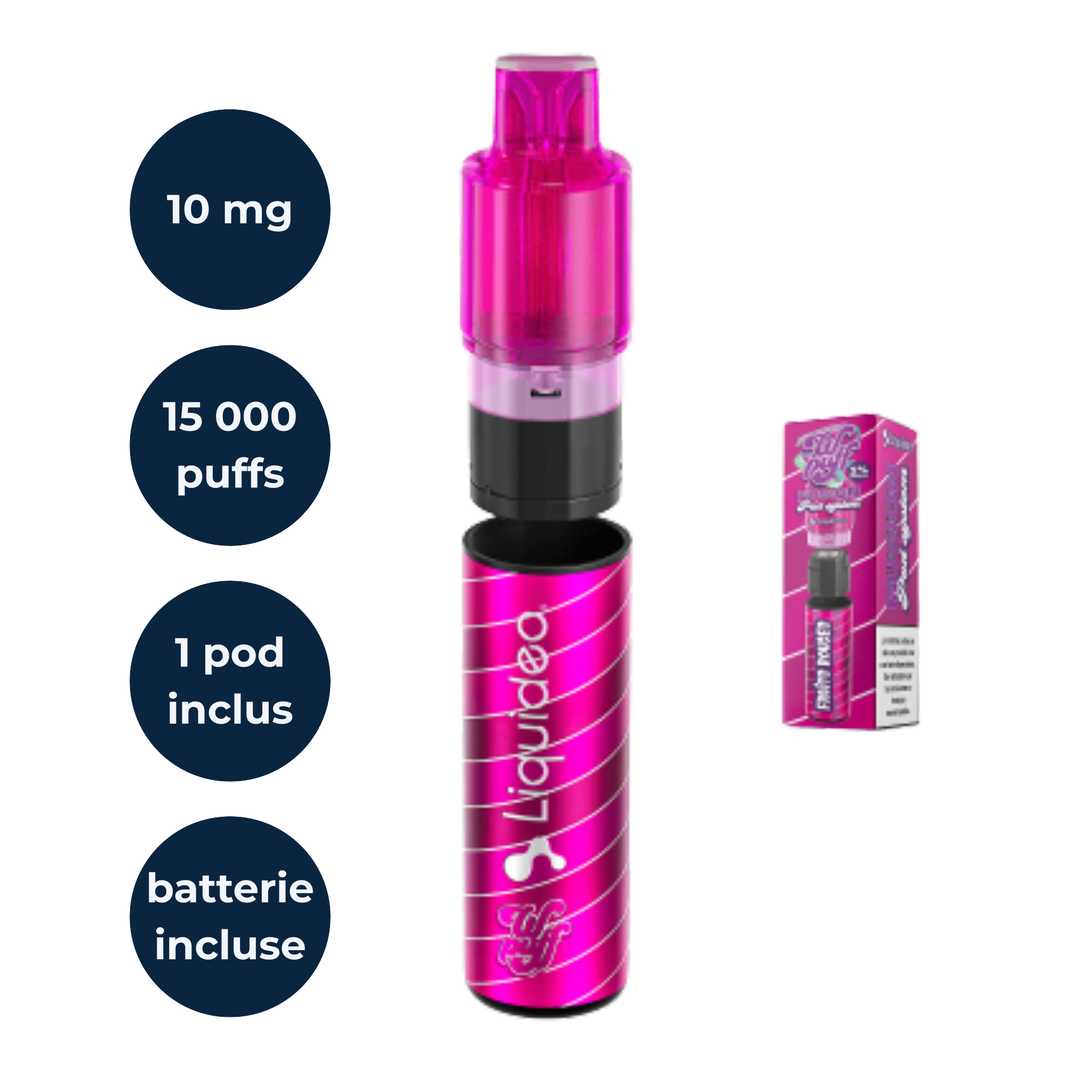 Starter Kit Wpuff Fusion 15K saveur fruits rouges, cigarette électronique rechargeable Liquideo.