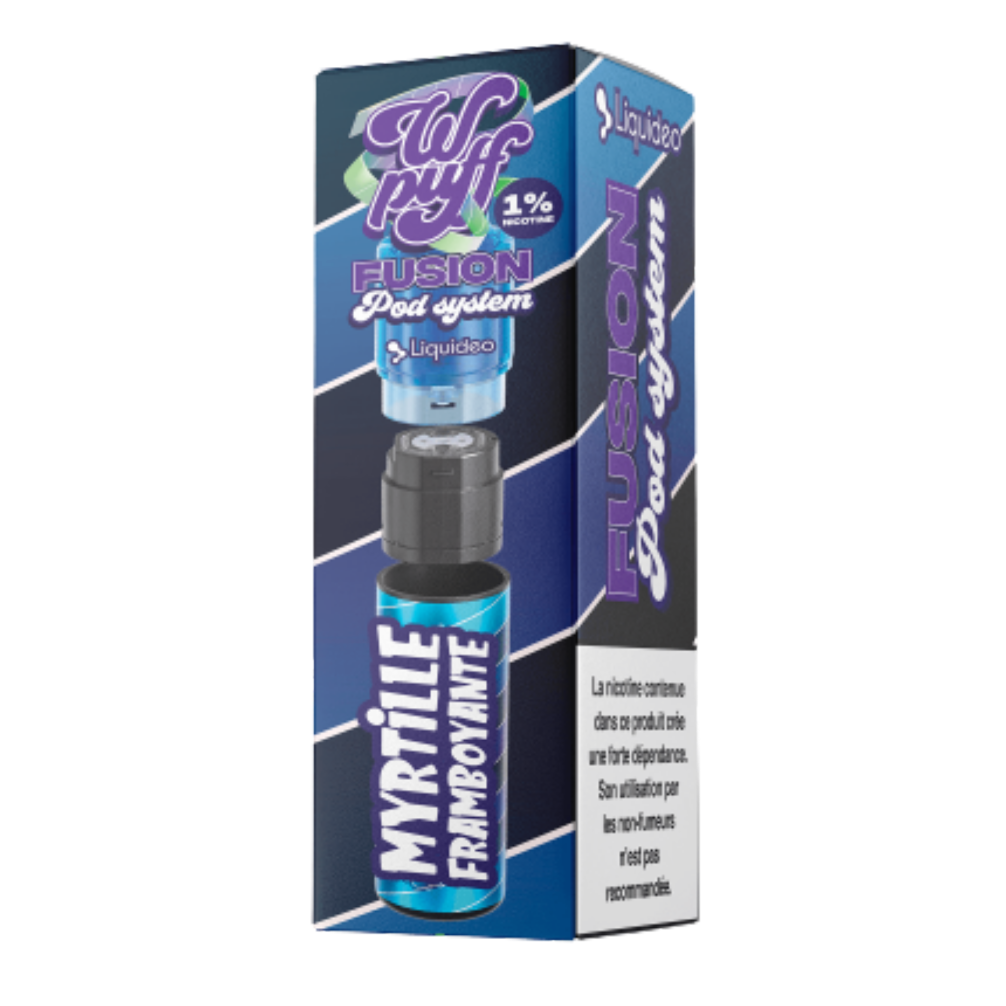 Starter Kit Wpuff Fusion 15K Myrtille Framboise destiné au marché français, saveur fruits rouges douce et acidulée.